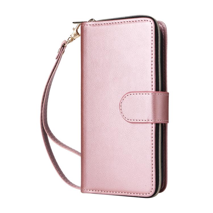 For iPhone 17 9 Card Slots Zipper Wallet Bag Leather Phone Case