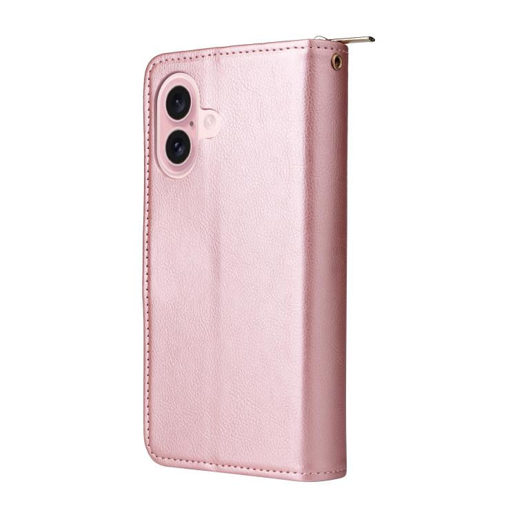 For iPhone 17 9 Card Slots Zipper Wallet Bag Leather Phone Case