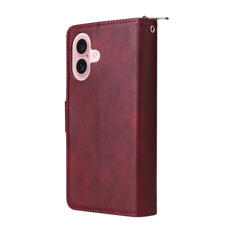 For iPhone 17 9 Card Slots Zipper Wallet Bag Leather Phone Case