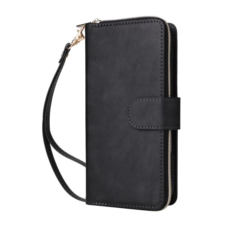 For iPhone 17 9 Card Slots Zipper Wallet Bag Leather Phone Case