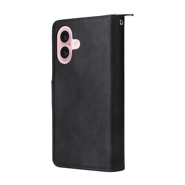 For iPhone 17 9 Card Slots Zipper Wallet Bag Leather Phone Case