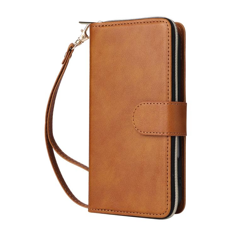 For iPhone 17 9 Card Slots Zipper Wallet Bag Leather Phone Case