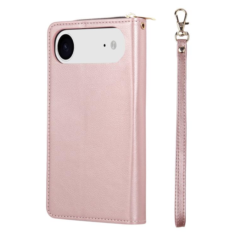 For iPhone Air 9 Card Slots Zipper Wallet Bag Leather Phone Case