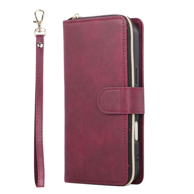 For iPhone Air 9 Card Slots Zipper Wallet Bag Leather Phone Case