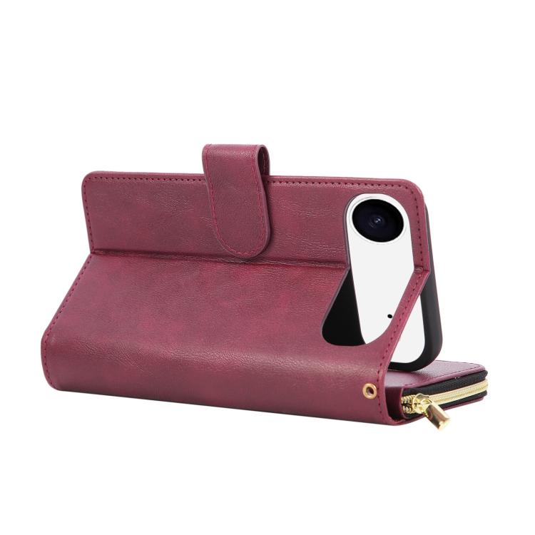 For iPhone Air 9 Card Slots Zipper Wallet Bag Leather Phone Case