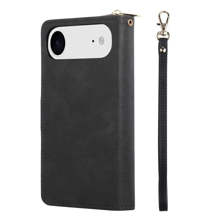 For iPhone Air 9 Card Slots Zipper Wallet Bag Leather Phone Case