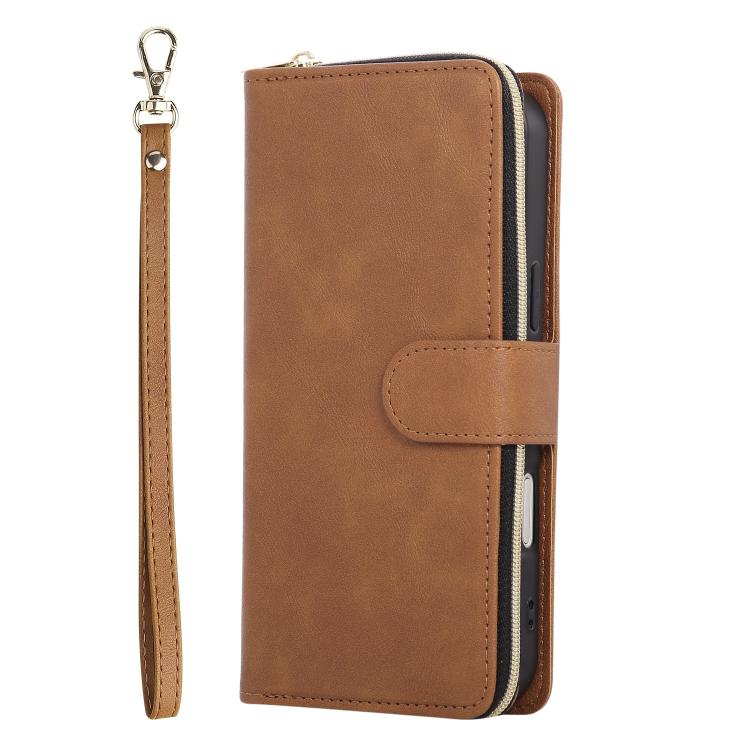 For iPhone Air 9 Card Slots Zipper Wallet Bag Leather Phone Case