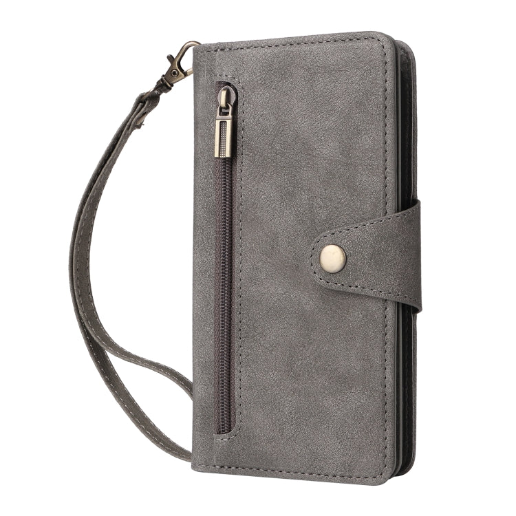 For iPhone 16 Pro Rivet Buckle 9 Cards Three Fold Leather Phone Case