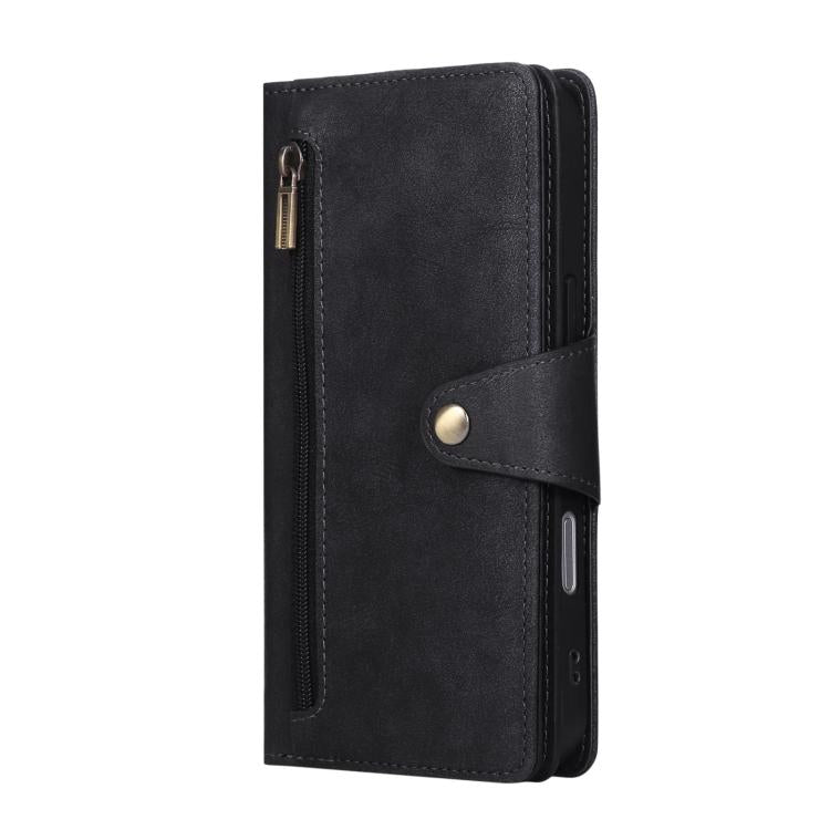 For iPhone 17 Pro Max Rivet Buckle 9 Cards Three Fold Leather Phone Case