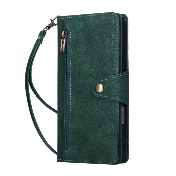 For iPhone 17 Pro Max Rivet Buckle 9 Cards Three Fold Leather Phone Case