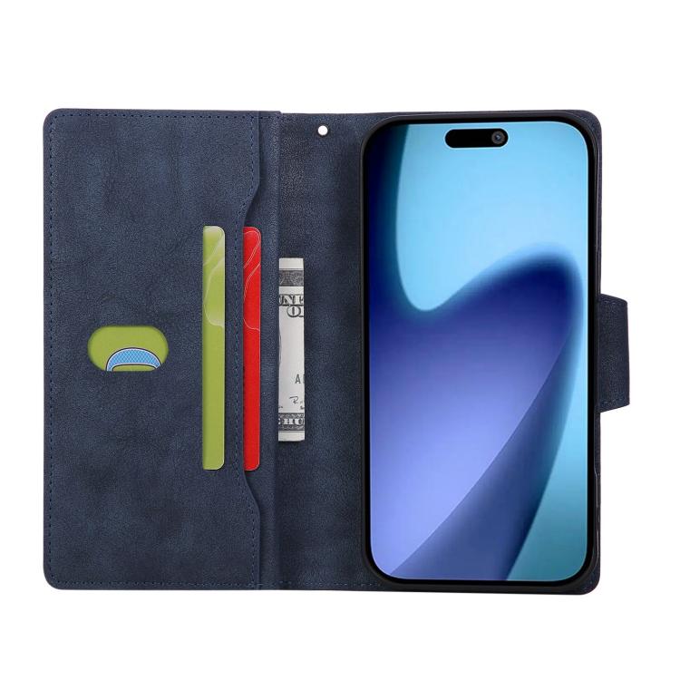 For iPhone 17 Pro Max Rivet Buckle 9 Cards Three Fold Leather Phone Case