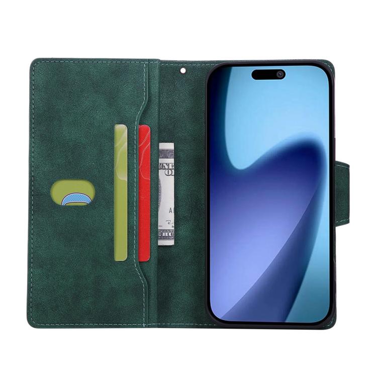 For iPhone 17 Pro Rivet Buckle 9 Cards Three Fold Leather Phone Case