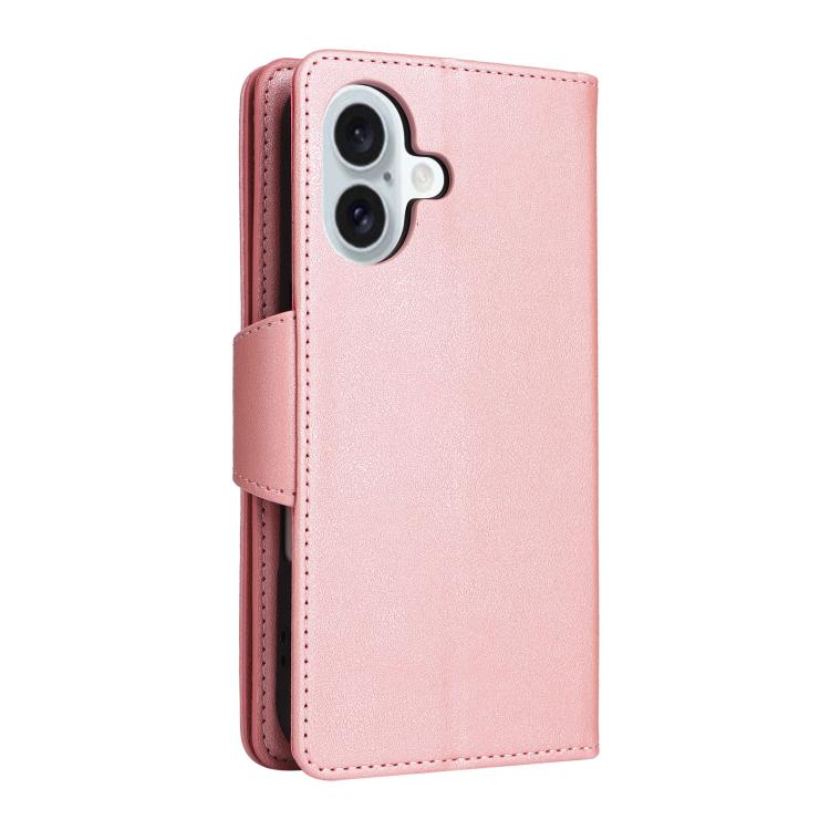 For iPhone 17 Rivet Buckle 9 Cards Three Fold Leather Phone Case
