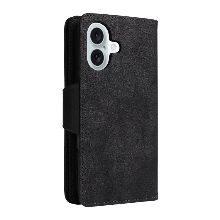 For iPhone 17 Rivet Buckle 9 Cards Three Fold Leather Phone Case