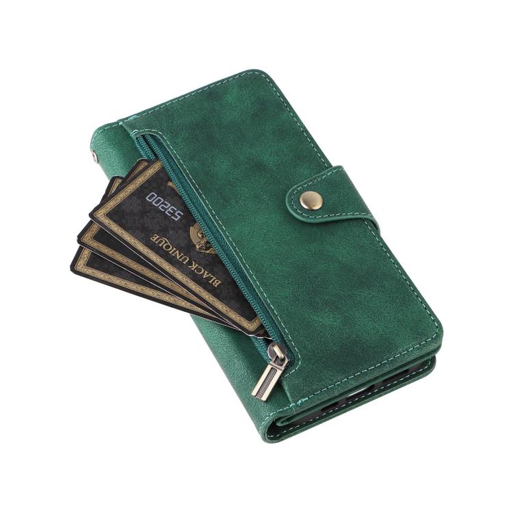 For iPhone 17 Rivet Buckle 9 Cards Three Fold Leather Phone Case