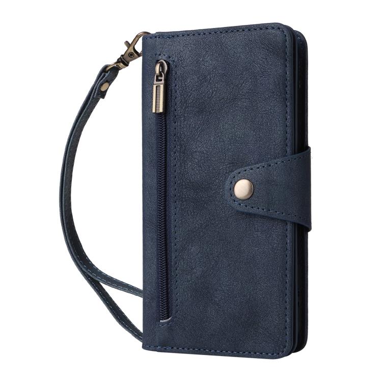 For iPhone 17 Rivet Buckle 9 Cards Three Fold Leather Phone Case