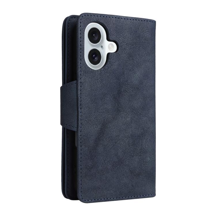 For iPhone 17 Rivet Buckle 9 Cards Three Fold Leather Phone Case