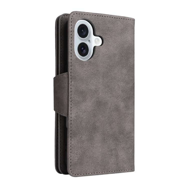 For iPhone 17 Rivet Buckle 9 Cards Three Fold Leather Phone Case