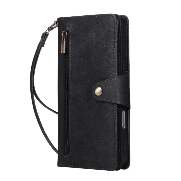 For iPhone Air Rivet Buckle 9 Cards Three Fold Leather Phone Case