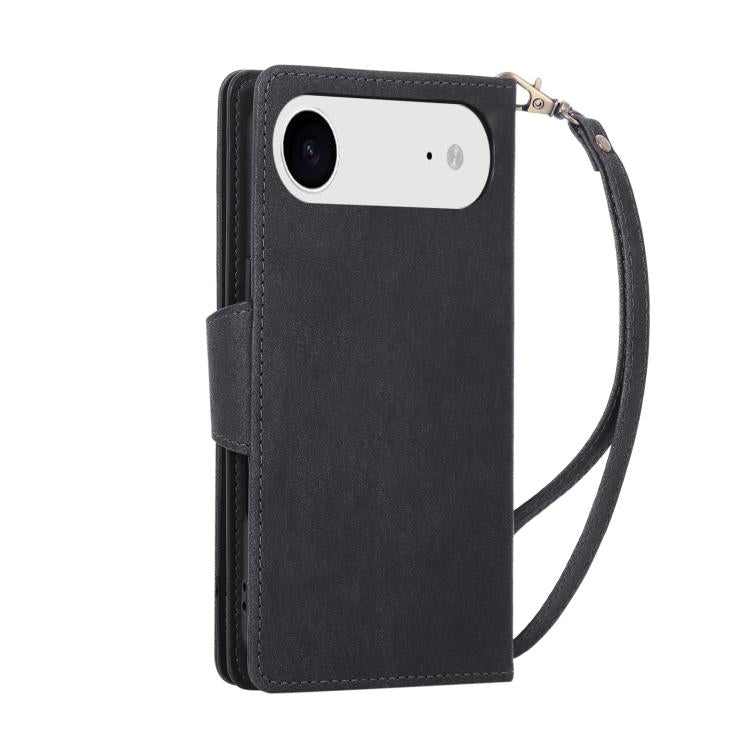 For iPhone Air Rivet Buckle 9 Cards Three Fold Leather Phone Case
