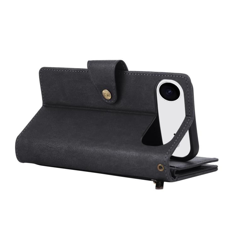 For iPhone Air Rivet Buckle 9 Cards Three Fold Leather Phone Case