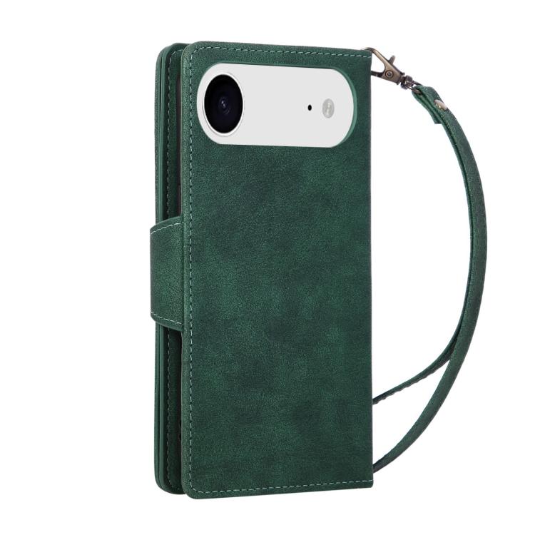 For iPhone Air Rivet Buckle 9 Cards Three Fold Leather Phone Case