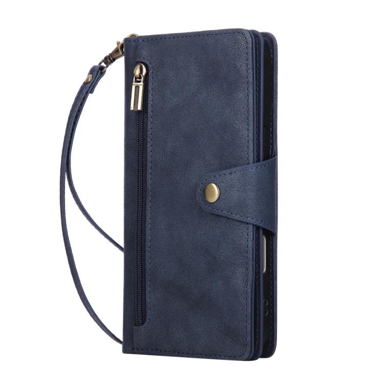 For iPhone Air Rivet Buckle 9 Cards Three Fold Leather Phone Case