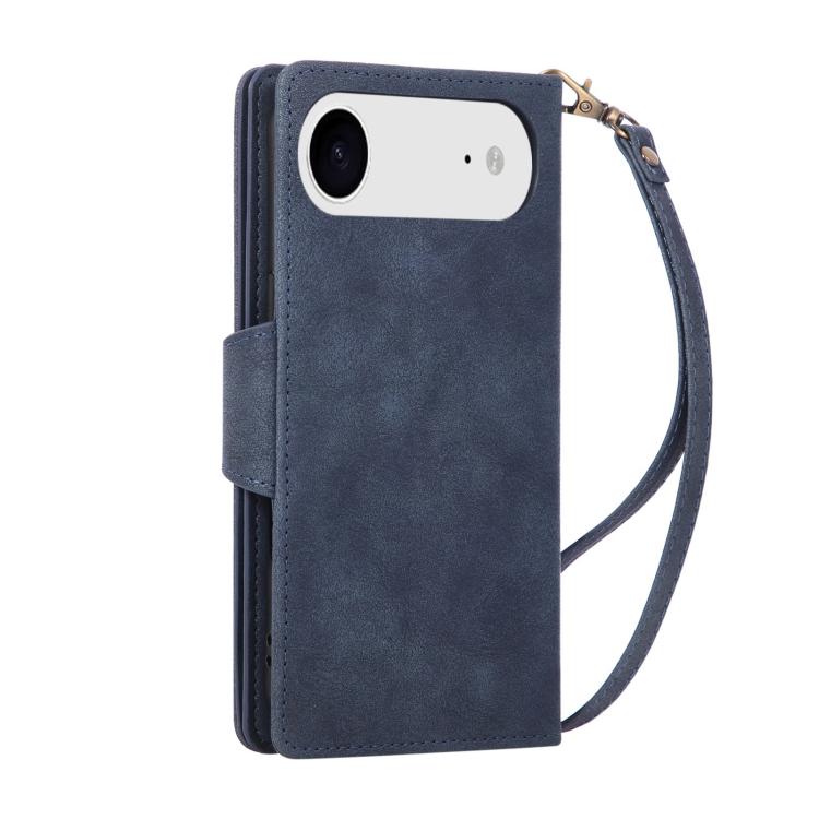 For iPhone Air Rivet Buckle 9 Cards Three Fold Leather Phone Case
