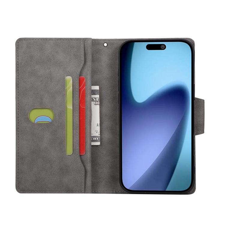 For iPhone Air Rivet Buckle 9 Cards Three Fold Leather Phone Case