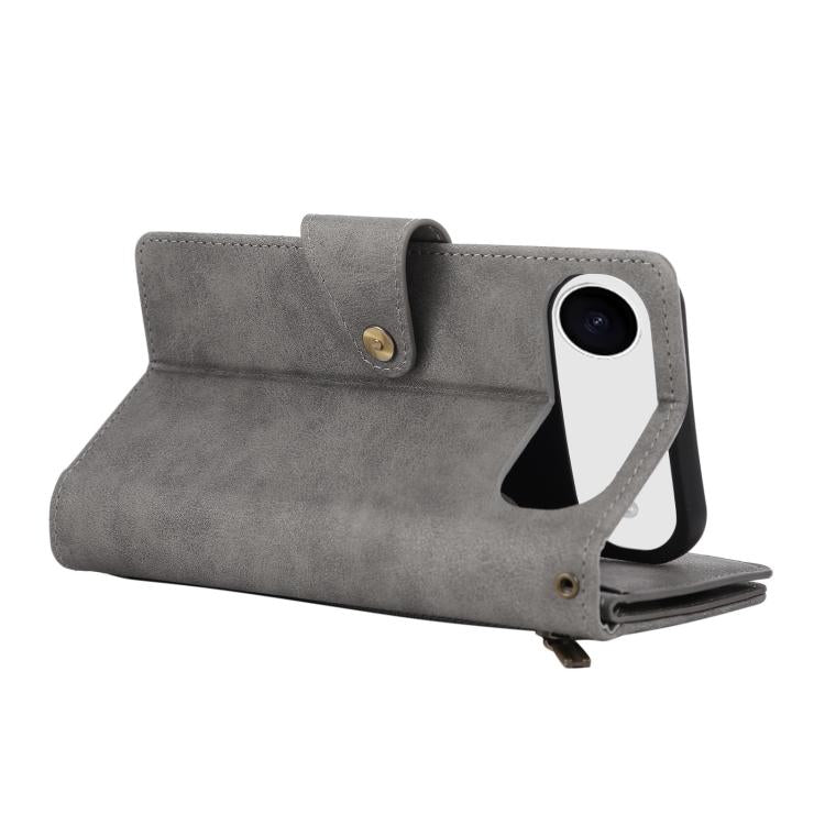 For iPhone Air Rivet Buckle 9 Cards Three Fold Leather Phone Case