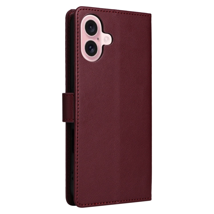 For iPhone 16 Plus 3-Card Slots Multifunctional Leather Phone Case