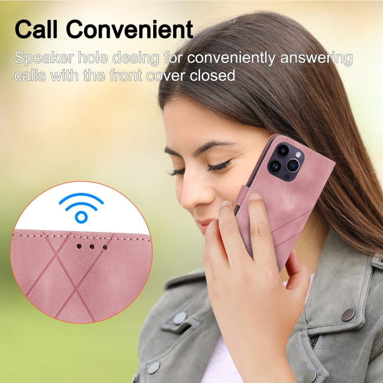 For iPhone 16 Pro Max Embossed Line Leather Phone Case with Lanyard