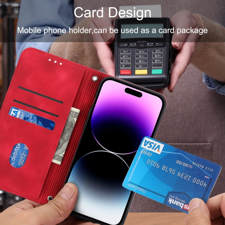 For iPhone 16 Pro Embossed Line Leather Phone Case with Lanyard