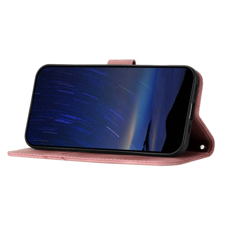 For iPhone 17e / 16e Embossed Line Leather Phone Case with Lanyard