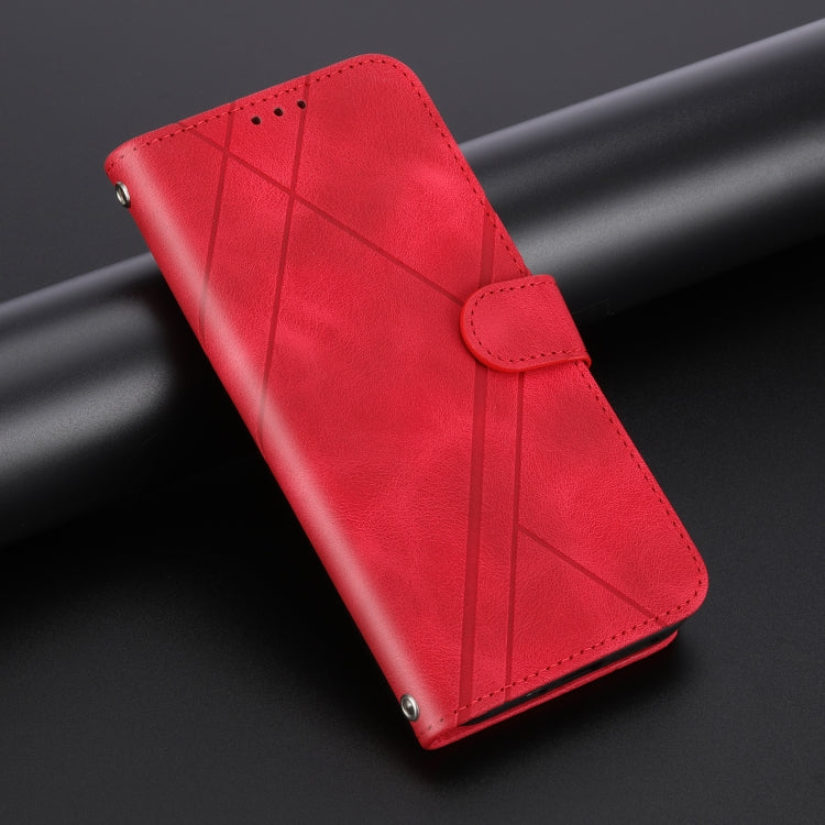 For iPhone 17e / 16e Embossed Line Leather Phone Case with Lanyard