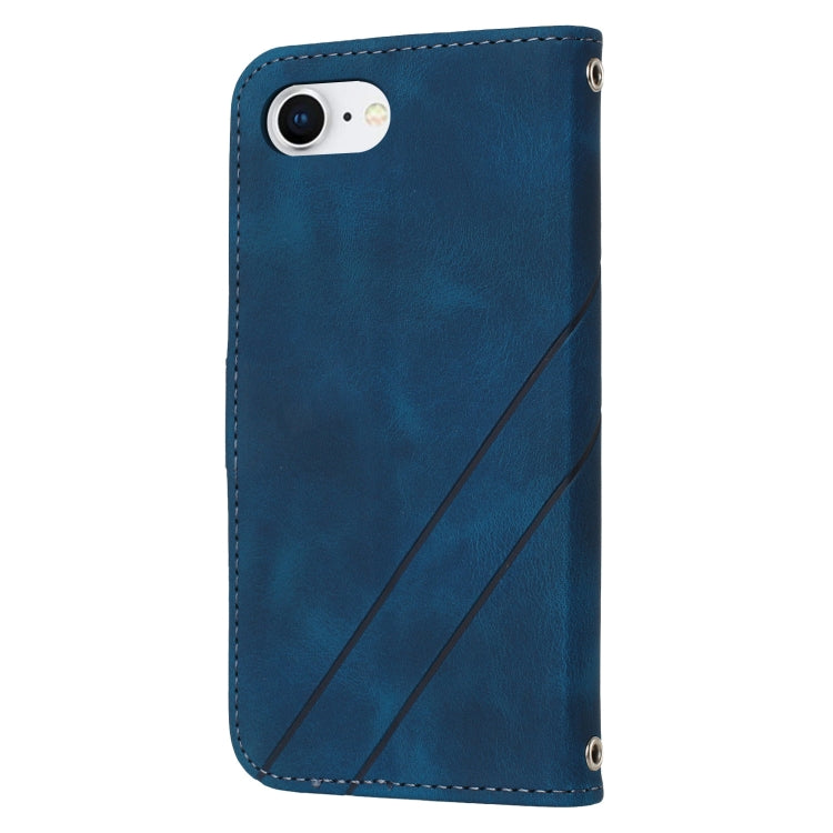 For iPhone 17e / 16e Embossed Line Leather Phone Case with Lanyard