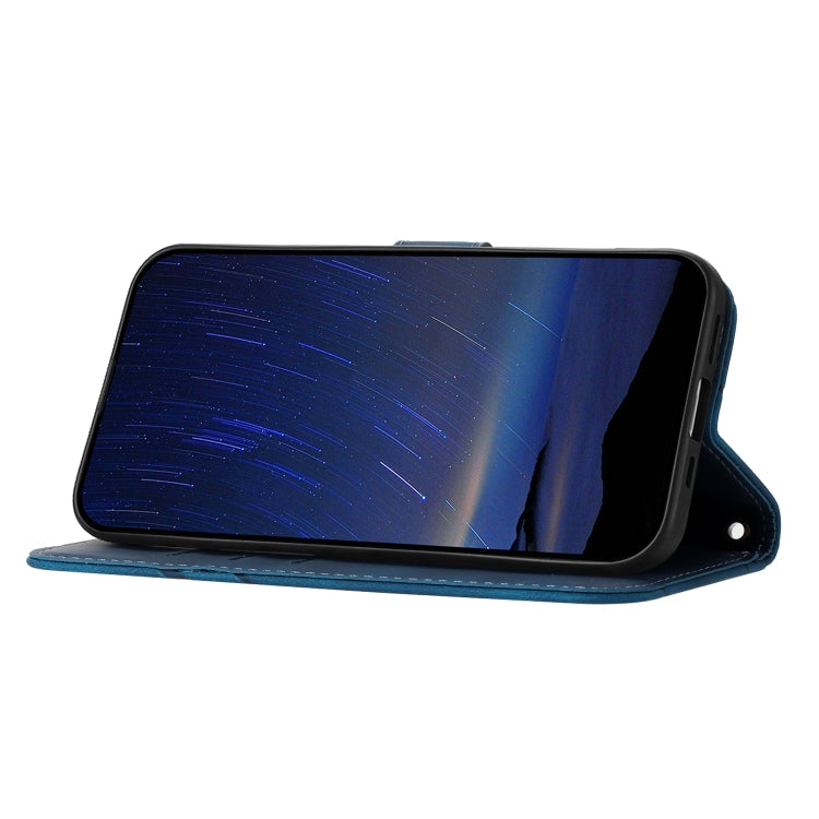 For iPhone 17e / 16e Embossed Line Leather Phone Case with Lanyard