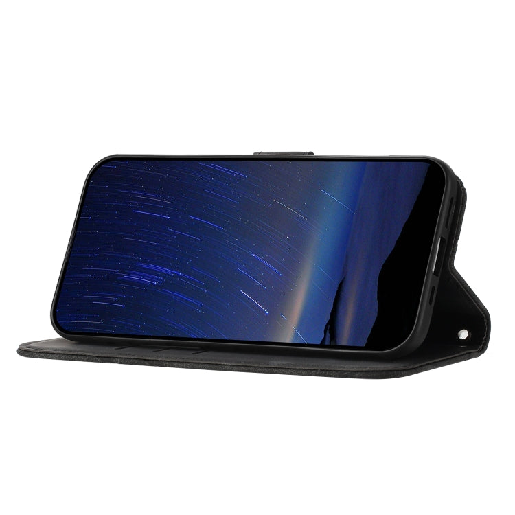 For iPhone 17e / 16e Embossed Line Leather Phone Case with Lanyard