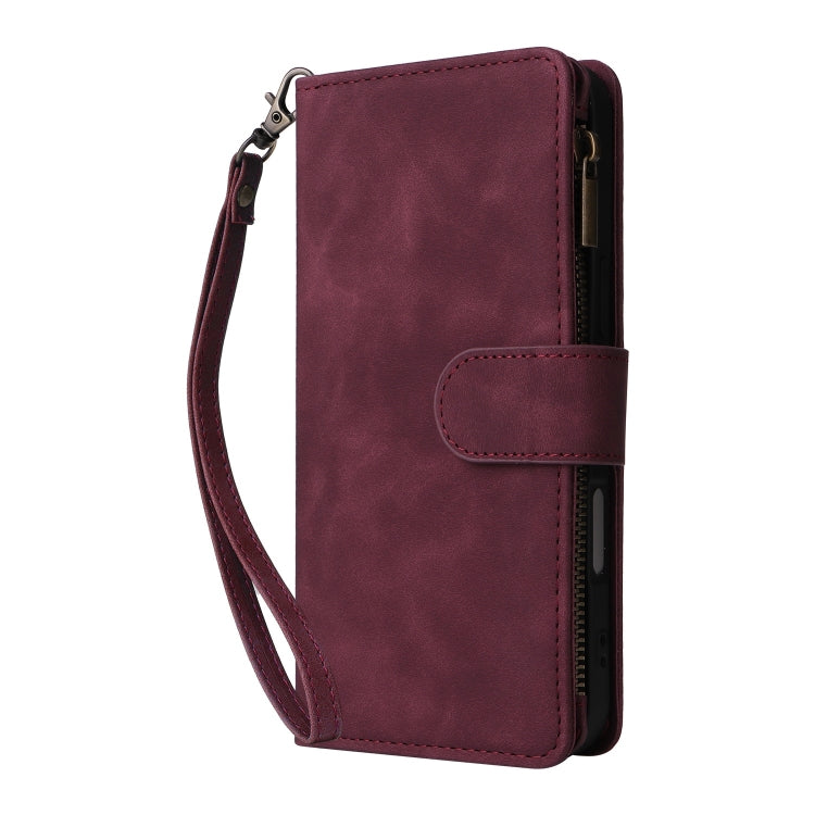 For iPhone 16 Plus Crossbody Multi-card Slot Wallet Zipper Leather Phone Case