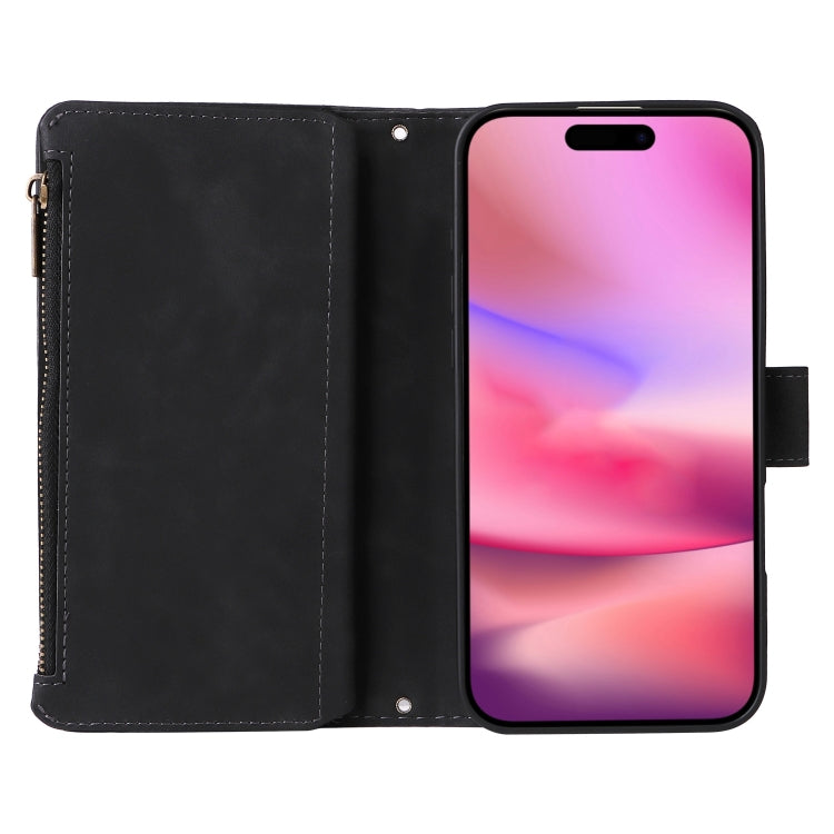 For iPhone 16 Plus Crossbody Multi-card Slot Wallet Zipper Leather Phone Case