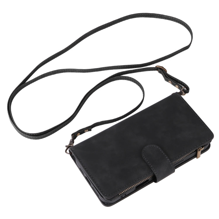 For iPhone 16 Plus Crossbody Multi-card Slot Wallet Zipper Leather Phone Case