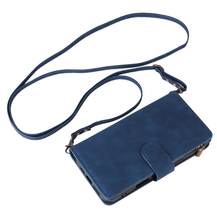 For iPhone 16 Plus Crossbody Multi-card Slot Wallet Zipper Leather Phone Case