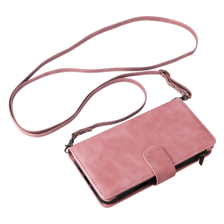 For iPhone 16 Plus Crossbody Multi-card Slot Wallet Zipper Leather Phone Case