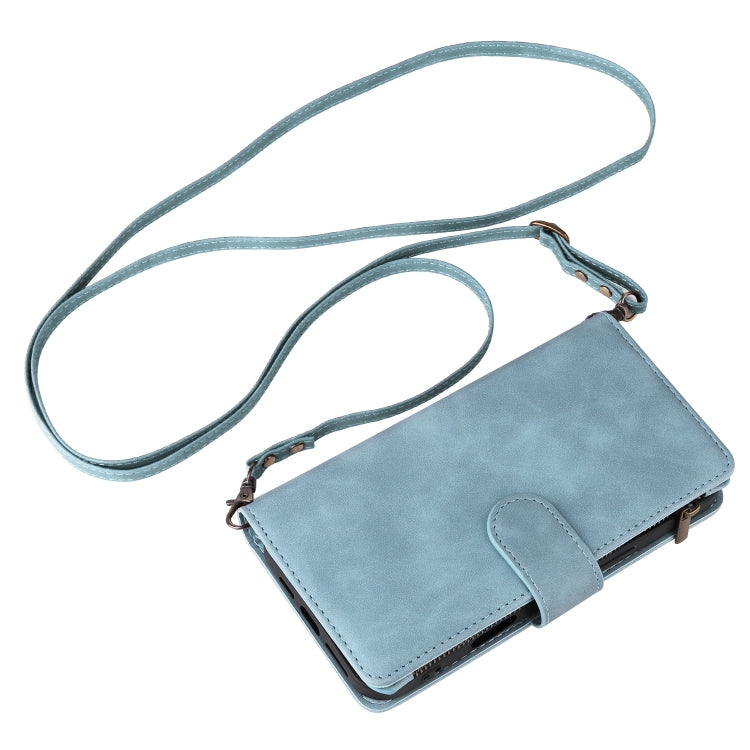 For iPhone 16 Plus Crossbody Multi-card Slot Wallet Zipper Leather Phone Case