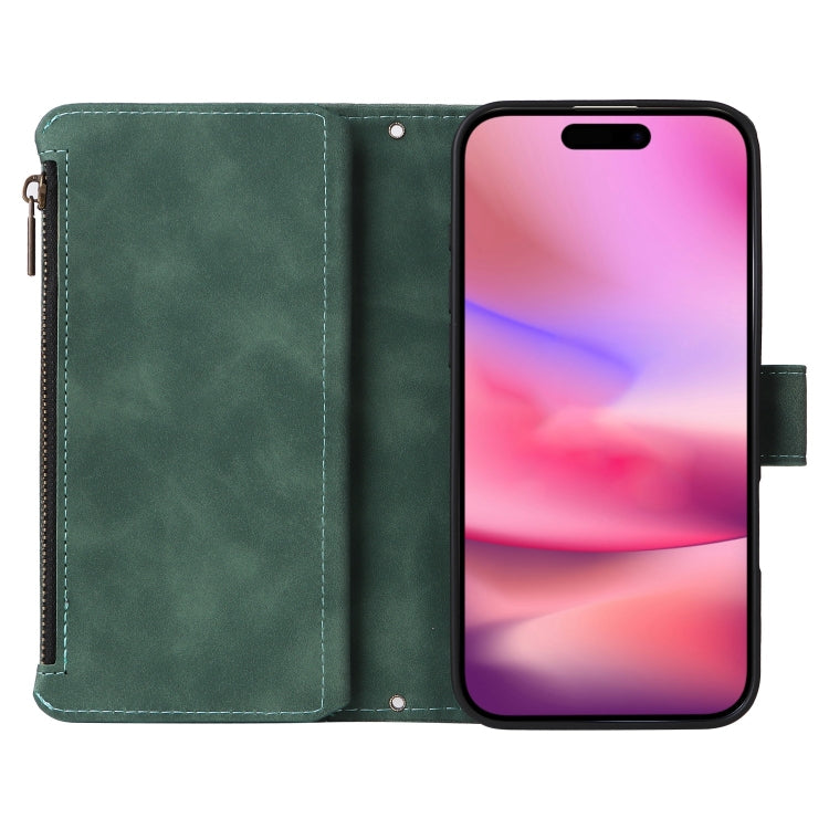 For iPhone 16 Plus Crossbody Multi-card Slot Wallet Zipper Leather Phone Case