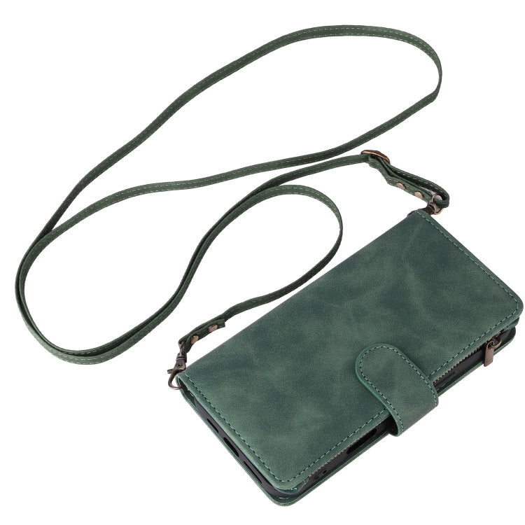 For iPhone 16 Plus Crossbody Multi-card Slot Wallet Zipper Leather Phone Case