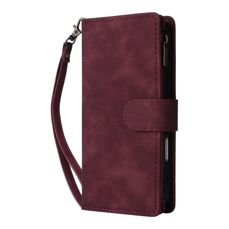For iPhone 16 Pro Crossbody Multi-card Slot Wallet Zipper Leather Phone Case