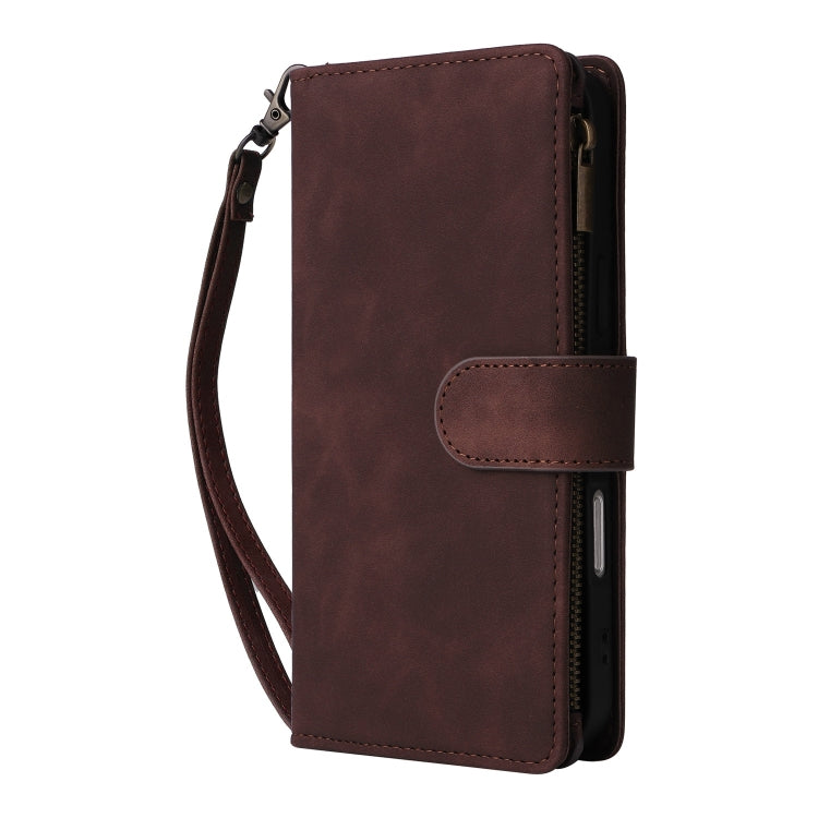For iPhone 16 Pro Crossbody Multi-card Slot Wallet Zipper Leather Phone Case