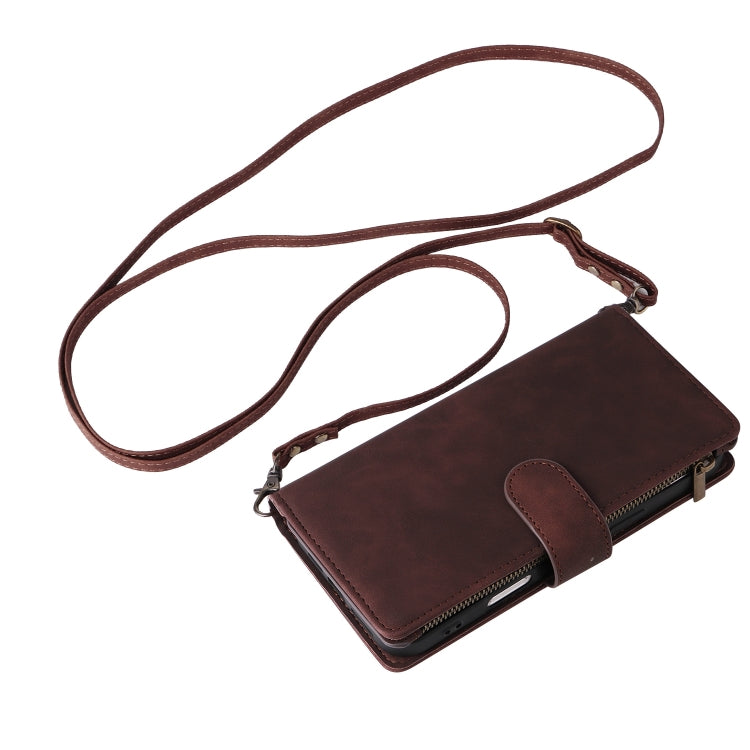 For iPhone 16 Pro Crossbody Multi-card Slot Wallet Zipper Leather Phone Case