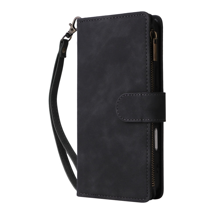 For iPhone 16 Pro Crossbody Multi-card Slot Wallet Zipper Leather Phone Case